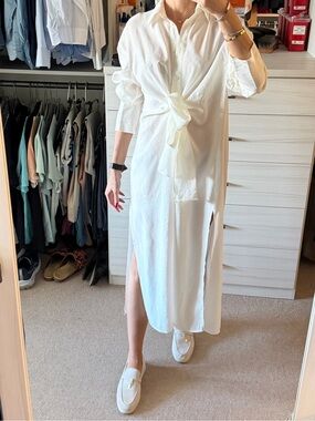 Zara Tie-Waist Maxi Shirt Dress